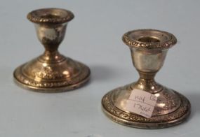 Pair of Sterling Silver Rose Bouquet Candlesticks