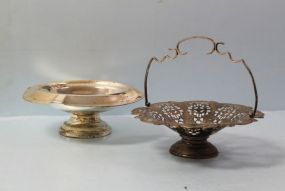 Silver Plate Brides Basket and Hand Hammered Console Bowl