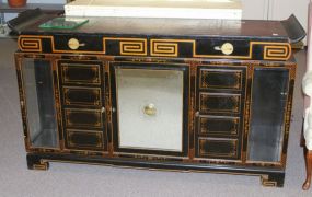 1930's Black Lacquer Cabinet in the Oriental Style