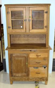 Pine Two Part Primitve Kitchen Cabinet