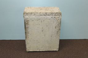 Painted White Wicker Clothes Hamper