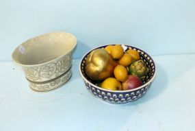 Porcelain Bowl with Fruit and Planter