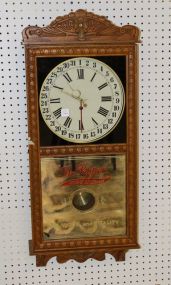 Carved Oak Wall Clock with Dr. Pepper Advertising