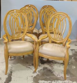 Bernhardt Dining Room Chairs in Satinwood with Beige Leather Seats