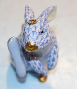Herend Hungary Blue Fishnet Rabbit