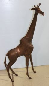Tall Brass Giraffe Sculpture