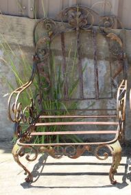 Large Ornate Outdoor Chair with Applied Metalwork