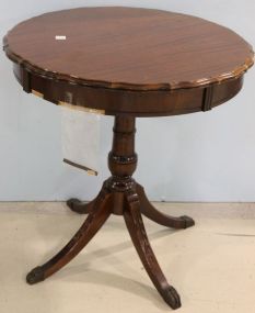 Drum Style Mahogany Table with Brass Feet
