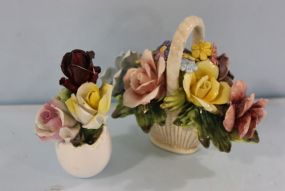 Pair of Capodimonte Style Decorative Floral Pieces
