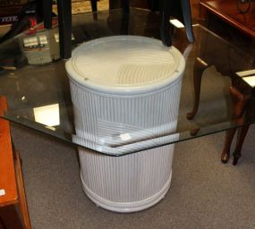 Round White Base Table with Glass Top