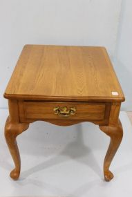 Oak Side Table with Single Drawer