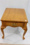 Oak Side Table with Single Drawer