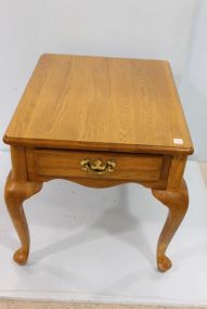 Oak Side Table with Single Drawer