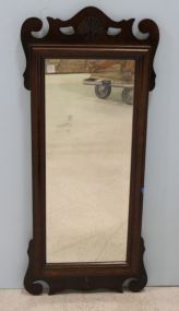 Mahogany Mirror With Shell Pediment