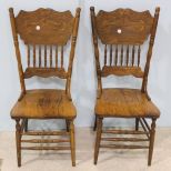 Pair of Press Back Oak Chairs