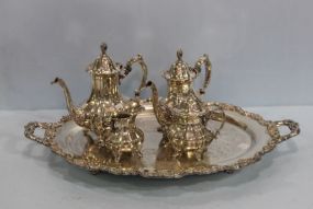 Lancaster Rose by Poole Silverplate Tray and Teaset