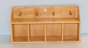 Wood Shelf with Cubbyholes and Hooks