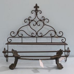 Iron Decorative Shelf with Towel Bars and Part of Iron Holder for Logs or Tub
