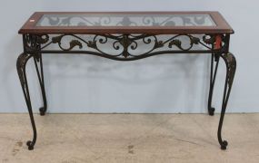 Glass Top Console with Iron Base