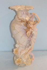 Decorative Resin Art Nouveau Style Vase with Fairy