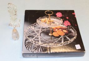 Mikasa Tiered Glass Serving Tray with a Glass Angel and Shaker
