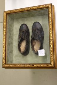 Shadow Box with Pair of Children's Antique Shoes