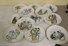 Set of Ten Handprinted Tecla Portugal Plates