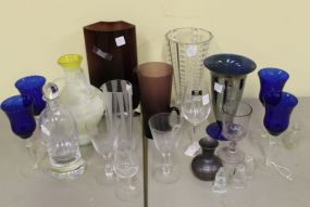 Group of Glass Vases, Decanter and Glasses