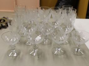 Twenty Two Various Size Etched Glasses