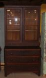 Mahogany Empire Step Back Desk with Bookcase Top