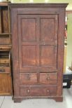 Early, Red, One Door Cabinet with Three Drawers