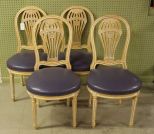 Set of Four Blonde and Purple Sheraton Chairs