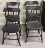 Set of Four Black Stenciled Chairs
