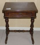 Early Carved Walnut One Drawer Stand