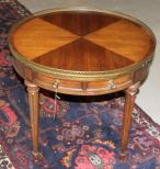Round, Walnut, Sheraton Lamp Table with Brass Gallery