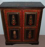 Black Two Door Cabinet with Painted Flowers