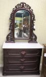 Marble Top Three Drawer Dresser with Mirror