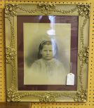Carved Gold Frame with Picture of Girl