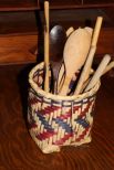 Small Choctaw Basket with Wood Utensils