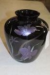 Black Vase with Purple Flowers