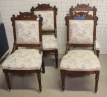 Set of Four Walnut Eastlake Parlour Chairs