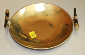 Silver Plate Dish with Horn Handles