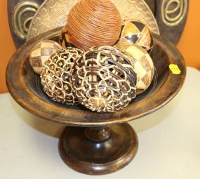 Wooden Stand with Wooden and Woven Spheres