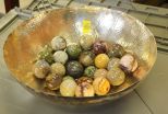 Hammered Bowl with Approximately Twenty-Three Stone Spheres