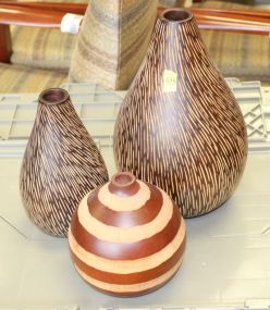 Trio of Wooden Vases