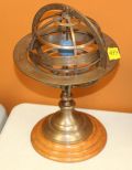 ProPassione Brass Armillary Stand on Wooden Base