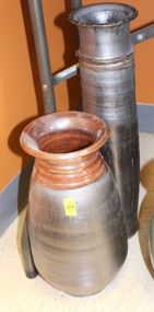 Two Pieces of Raku Pottery by Emmett Collier of Brandon Stoneware