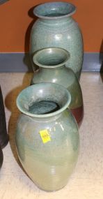 3 pieces of Green Pottery Brandon Stoneware by Emmitt Collier