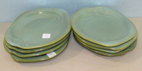 Eight Gail Pittman Free Form Seafoam Plates
