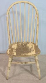 Distressed White Painted Windsor Chair
